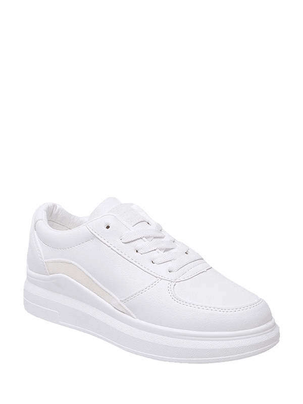 Contrast Trim PU Leather Skate Shoes - WHITE EU 39