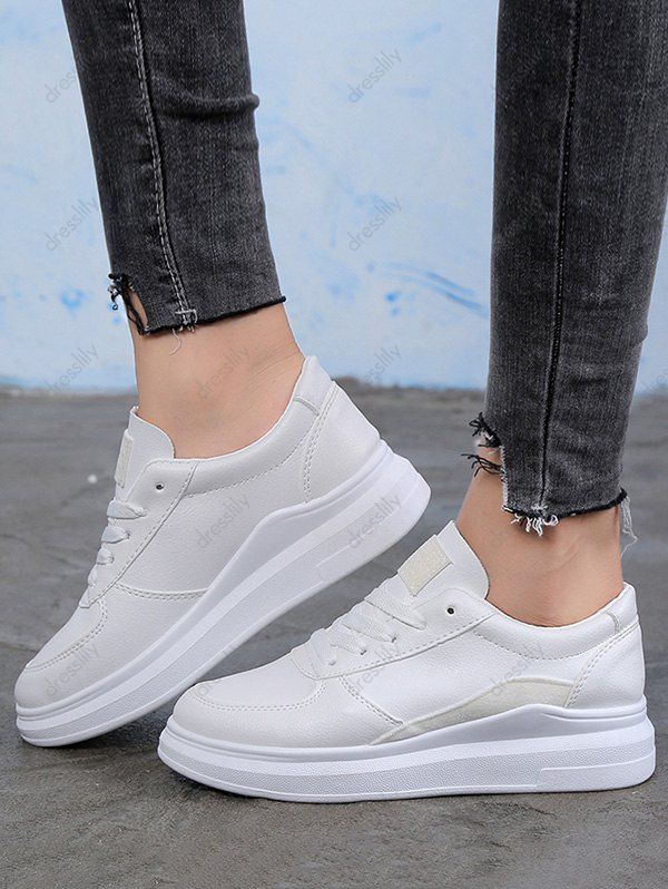 Contrast Trim PU Leather Skate Shoes - WHITE EU 39