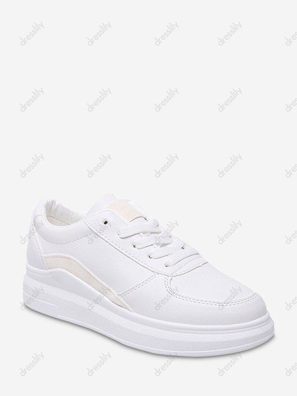 

Contrast Trim PU Leather Skate Shoes, White