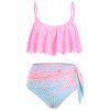 Maillot de Bain Bikini Sirène Festonné Superposé - Rose clair L