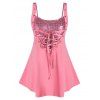 Débardeur Anneaux de Grande Taille à Lacets Col en Forme de Cœur - Rose Cochon 1X
