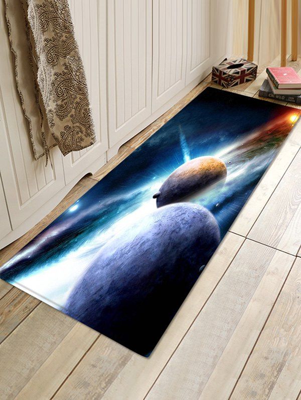 

Universe Planet Anti-slip 3D Print Floor Rug, Midnight blue