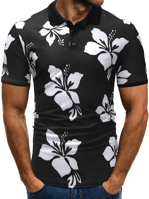 Chemise à imprimé floral avec boutons de col - Blanc M