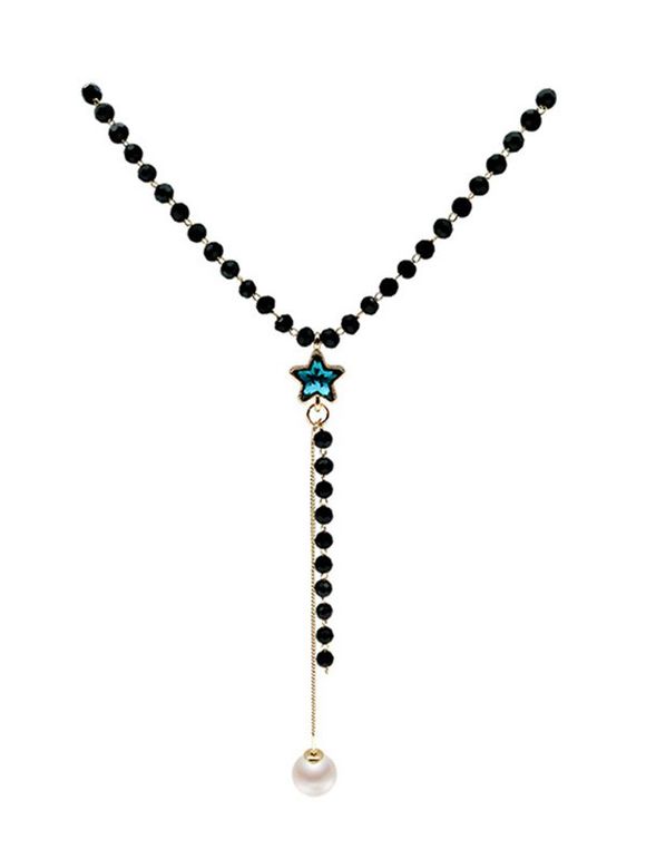 Collier Perlé Décoré d'Etoile en Fausse Perle - Noir 