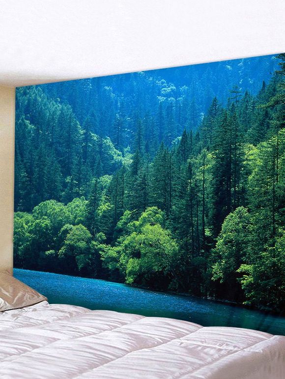 Tapisserie Murale 3D Paysage de Lac et de Forêt Imprimés - multicolor A 230*180CM