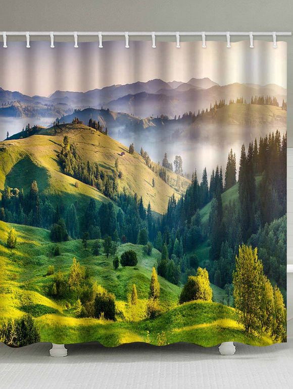 Rideau de Douche Imperméable Montagne et Arbre Imprimés pour Salle de Bain - multicolor B 130*180CM