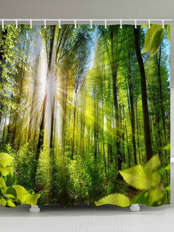 Rideau de Douche Imperméable Forêt et Soleil Imprimés - multicolor B 180*200CM