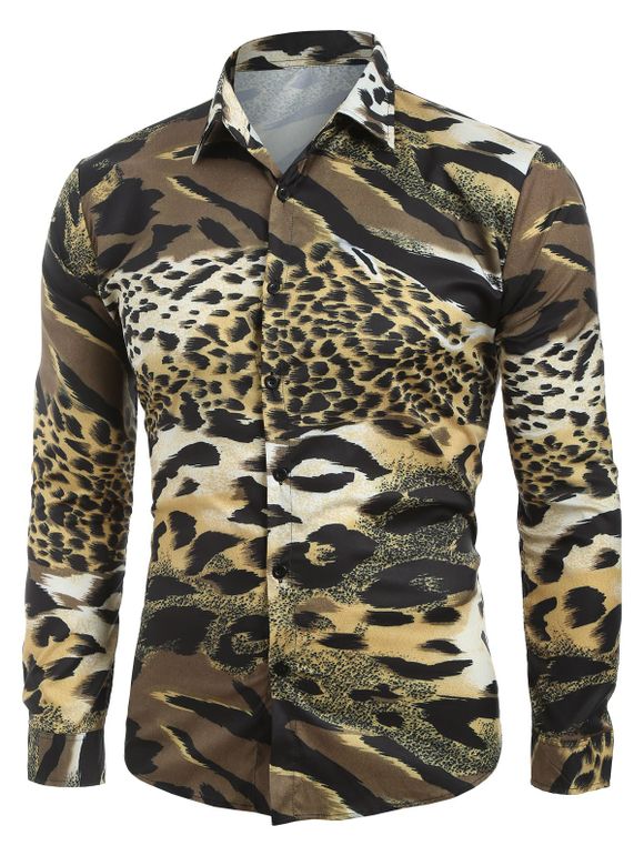 Chemise Décontractée Boutonnée Guépard Imprimé - multicolor 2XL