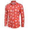 Chemise de Noël Boutonnée Flocon de Neige Imprimé - Rouge S