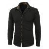 Chemise Boutonnée à Ourlet Léopard à Manches Longues - Noir S