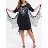 Robe gothique imprimée avec toile d'araignée, grande taille - Noir 2X