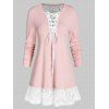 T-Shirt Tunique à Manches Longues à Lacets - Rose L