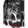 Plus Size Bat Pumpkin Print Halloween Vintage Dress - BLACK L