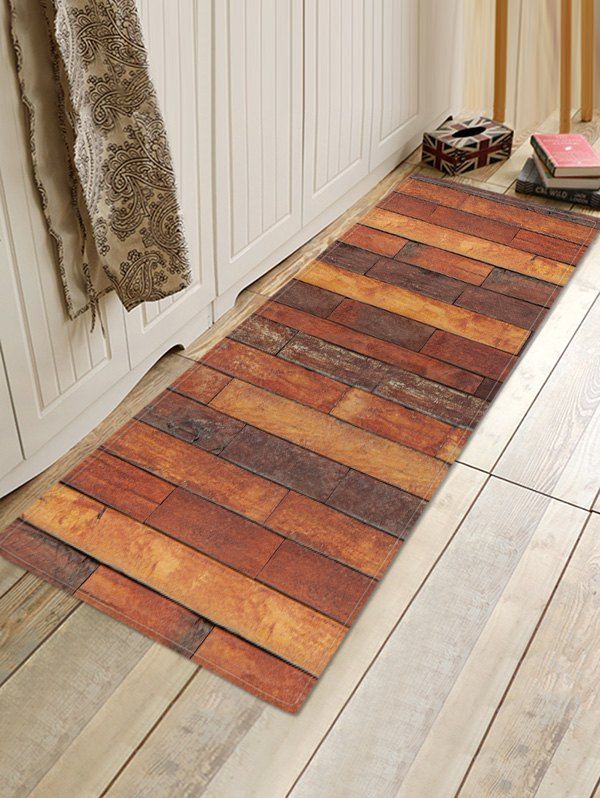 

Wooden Printed Pattern Floor Mat, Multi-d