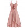 Débardeur Contrasté Boutonné de Grande Taille Col en Forme de Cœur - Rose 5X