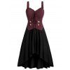 Débardeur Contrasté Boutonné de Grande Taille Col en Forme de Cœur - Noir 4X