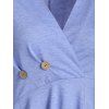 Surplice Long Sleeve Buttoned A Line Tee - ROBIN EGG BLUE L