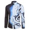 Chemise Décontractée Motif de Note de Musique à Manches Longues - Brume Bleue S