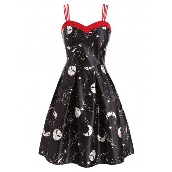 

Printed Plus Size A Line Vintage Dress, Black