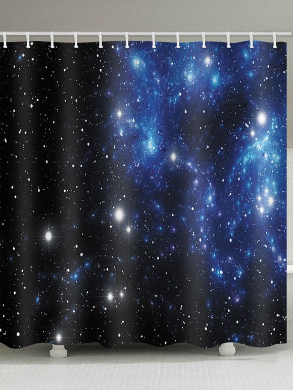 Rideau de Douche Imperméable Galaxie et Ciel Etoilé Imprimés pour Salle de Bain - Bleu W71 X L79 INCH