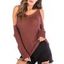 V Neck Cold Shoulder Jumper Sweater - CHERRY RED XL