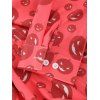 Chemise d'Halloween Citrouille Imprimée Partout Manches Longues à Ourlet Courbe - Châtaigne Rouge L