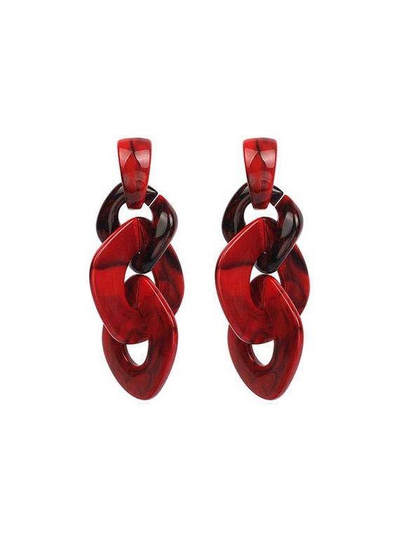 Boucles d'Oreilles Géométriques Superposées - Rouge Vineux 