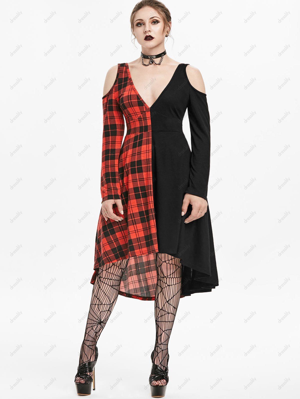 36% OFF 2021 Robe D'Halloween Gothique à Carreaux ...