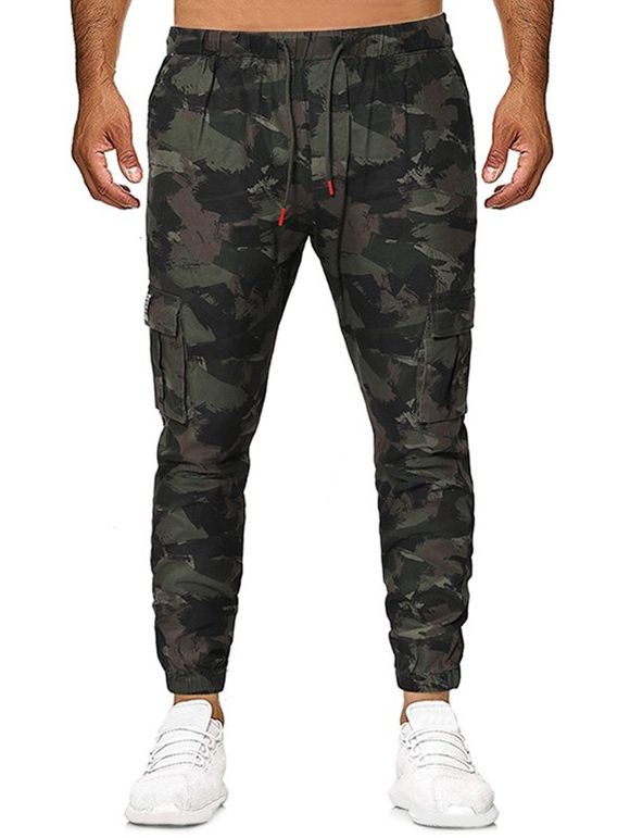 Pantalon Décontracté Camouflage Imprimé avec Poche - Vert Armée M