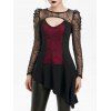 T-Shirt d'Halloween Tunique Gothique Asymétrique Transparent - Noir S