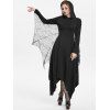 Maxi Robe d'Halloween Mouchoir Gothique avec Ailes de Chauve-Souris - Noir XL