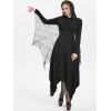 Maxi Robe d'Halloween Mouchoir Gothique avec Ailes de Chauve-Souris - Noir S