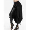 Jupe Asymétrique Fendue en Avant à Lacets - Noir 2XL