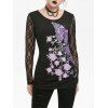 T-shirt Gothique Tunique Transparent Papillon Imprimé - Noir M