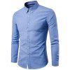 Chemise Décontractée en Couleur Unie Design à Manches Longues - Bleu Bleuet XL
