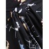 Vacation Buttons One Shoulder Bat Cobweb Halloween Long Skirt Set - BLACK XL