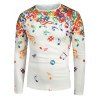 Musical Note Pattern Long Sleeves T-shirt - WHITE XL