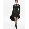 Robe Gothique Haute Basse Embellie de Rivet en Treillis en Faux Cuir Inséré - Noir S
