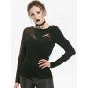 T-shirt d'Halloween Déchiré Gothique Panneau en Maille - Noir 2XL