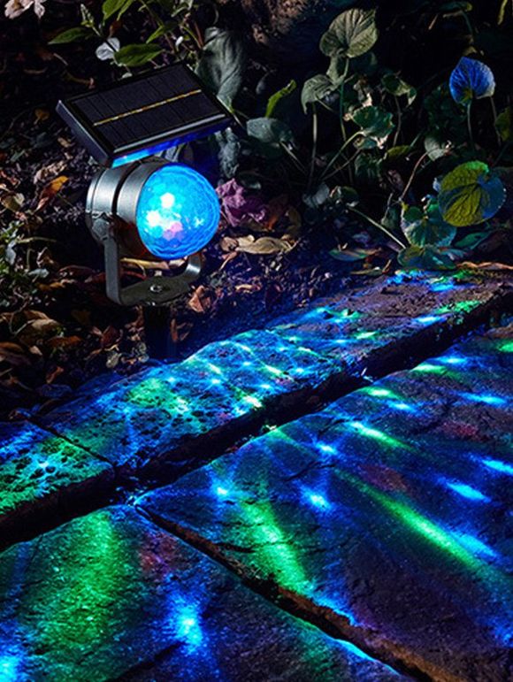 Lampe solaire pour lampe de projection colorée rotative pour pelouse extérieure - Noir 34*9.5*6CM