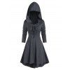 Robe à Capuche Gothique Haute Basse Chinée à Lacets - Gris Foncé S