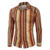 Chemise Vintage Rayée à Manches Longues avec Poche - Orange XS