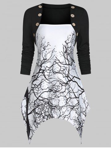 Printed Batwing Sleeve Loose Top