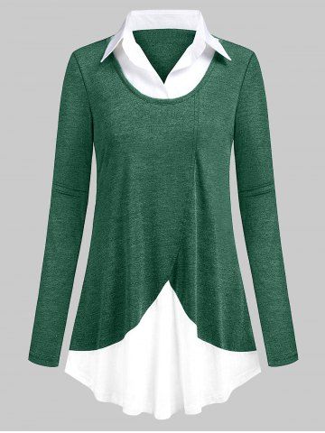 Plus Size Spliced 2 in 1 T-shirt