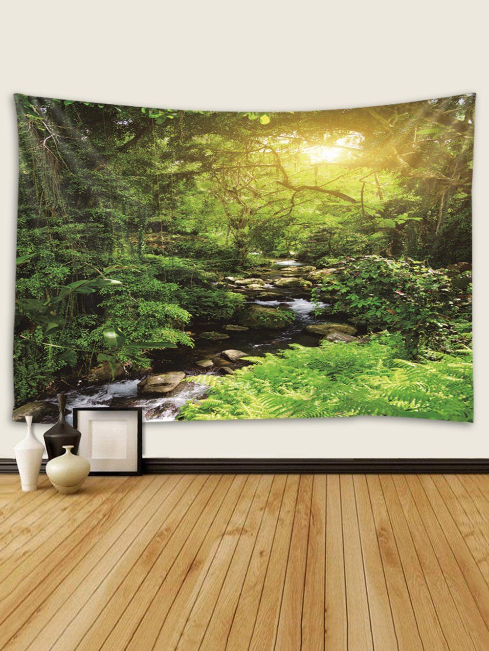 Photo Gallery Sunlight Forest Stream Print Tapestry