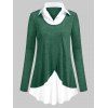 T-shirt Bicolore de Grande Taille 2 en 1 - Aigue Marine Moyenne L