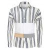 Striped Drop Shoulder Button Up Patch Shirt - multicolor B 2XL