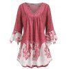 Haut Manches Evasées Imprimé de Grande Taille - Rose 1X