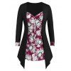 T-shirt Fleuri Imprimé de Grande Taille - Noir L