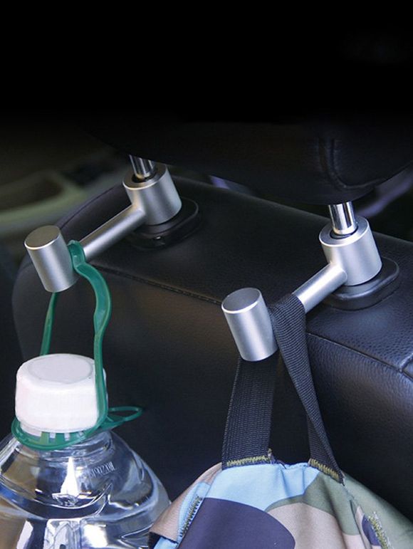 Crochet arrière de siège de voiture dissimulé en alliage d'aluminium - Argent 
